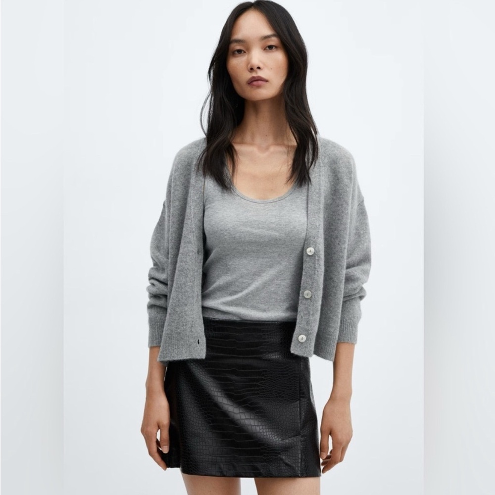 Mango Black Leather Mini Skirt